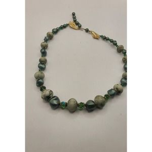 Mode Art Blue Green Enamel Bead Necklace